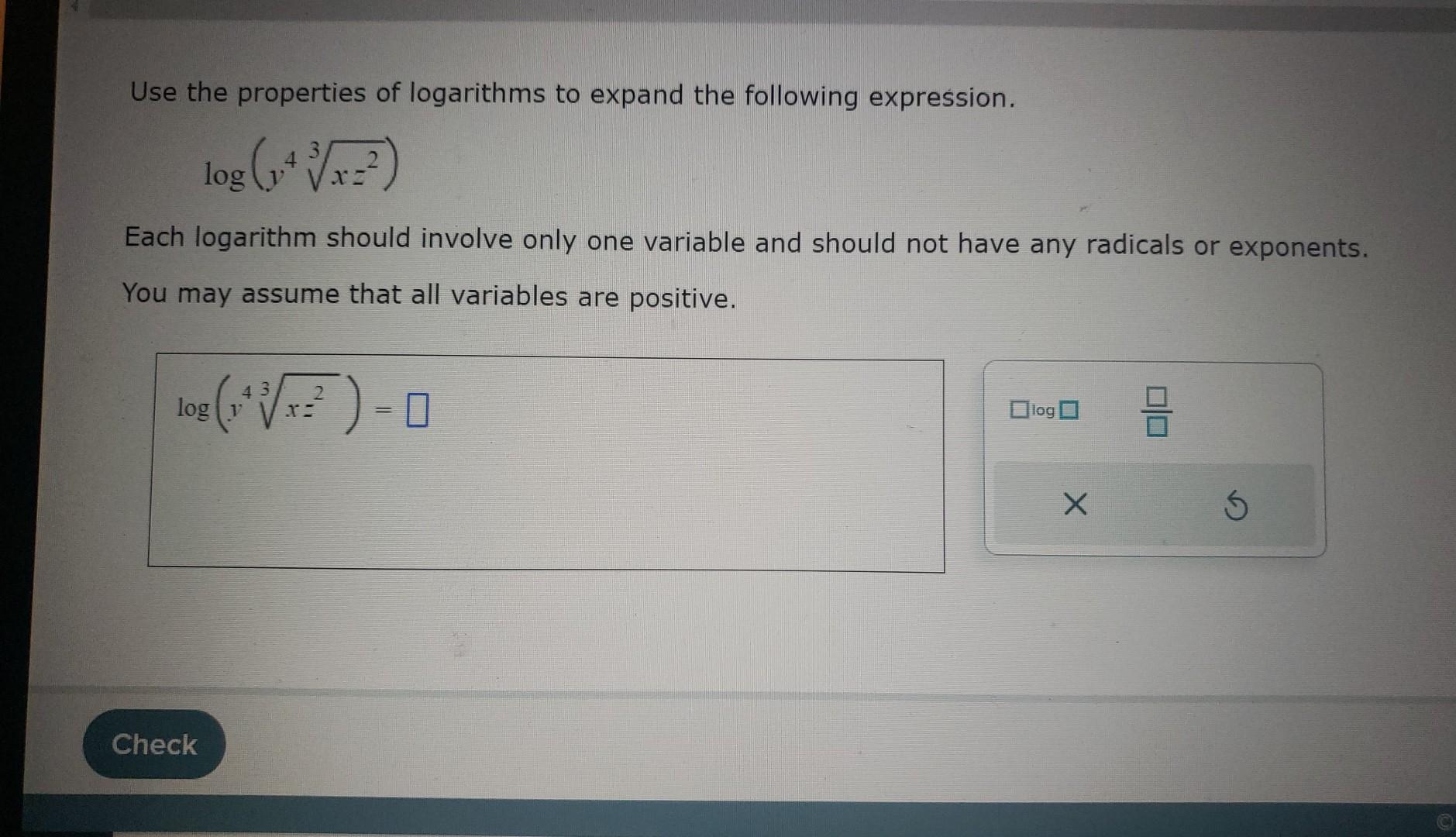 Solved Use The Properties Of Logarithms To Expand The Chegg