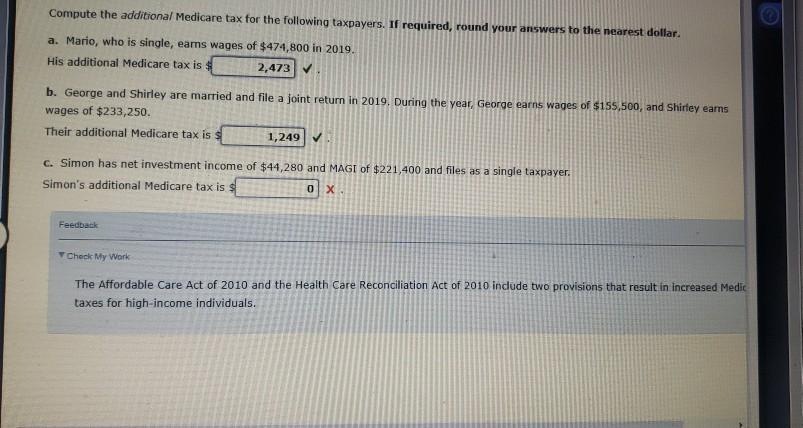 Solved Compute The Additional Medicare Tax For The Following Chegg