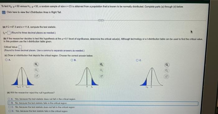 Solved To Test H Versus H