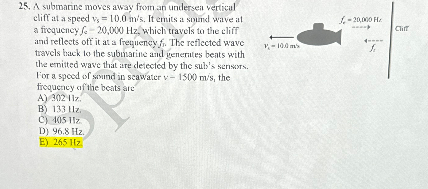 Solved A Submarine Moves Away From An Undersea Vertical Chegg