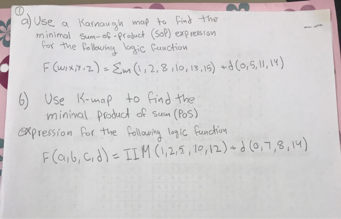 Solved A Use A Karnaugh Map To Find The Minimal Chegg