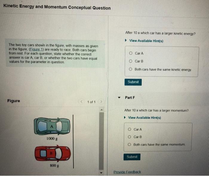 Kinetic Energy And Momentum Conceptual Question After Chegg