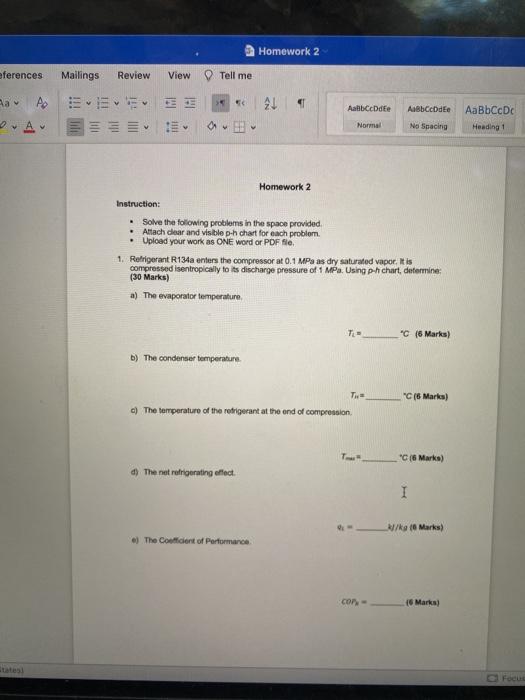 Solved Homework Eferences Mailings Review View Tell Me Ba Chegg