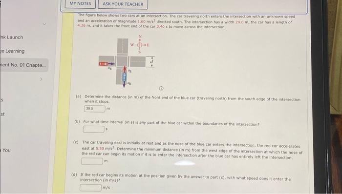 Solved The Figure Below Shows Two Cars At An Intersection Chegg