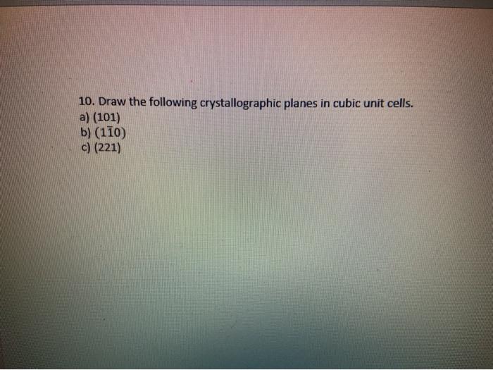 Solved 10 Draw The Following Crystallographic Planes In Chegg