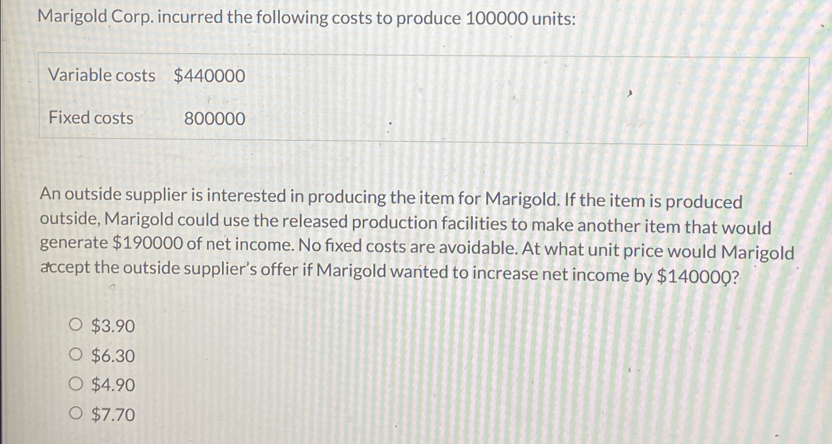 Solved Marigold Corp Incurred The Following Costs To Chegg