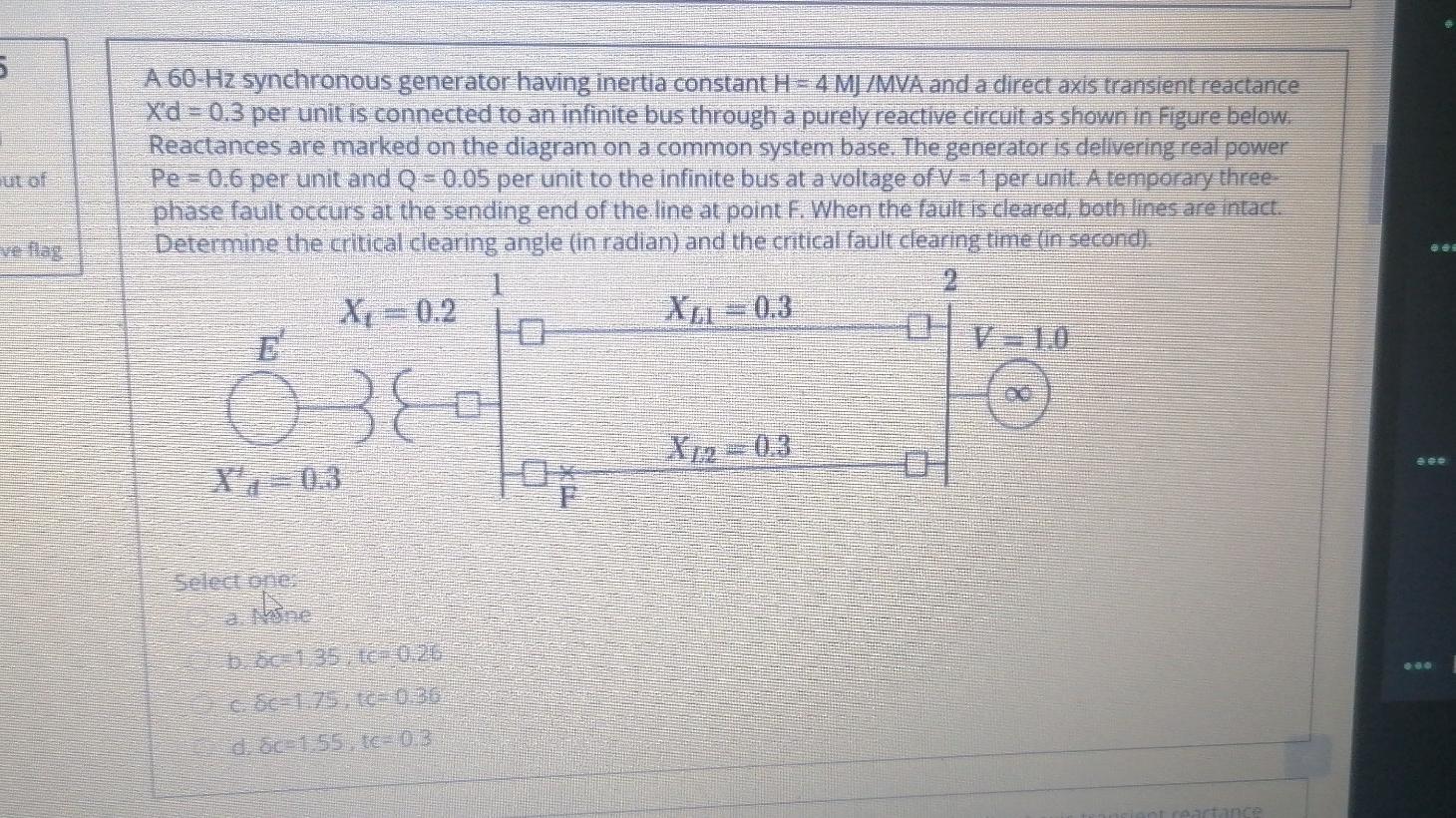 Solved A Hz Synchronous Generator Having Inertia Chegg