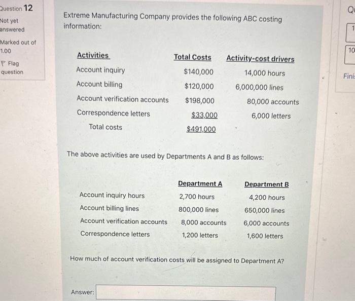 Solved Extreme Manufacturing Company Provides The Following Chegg