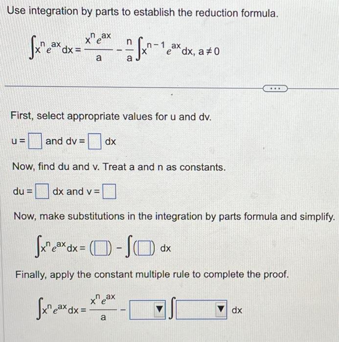 Solved Use Integration By Parts To Establish The Reduction Chegg