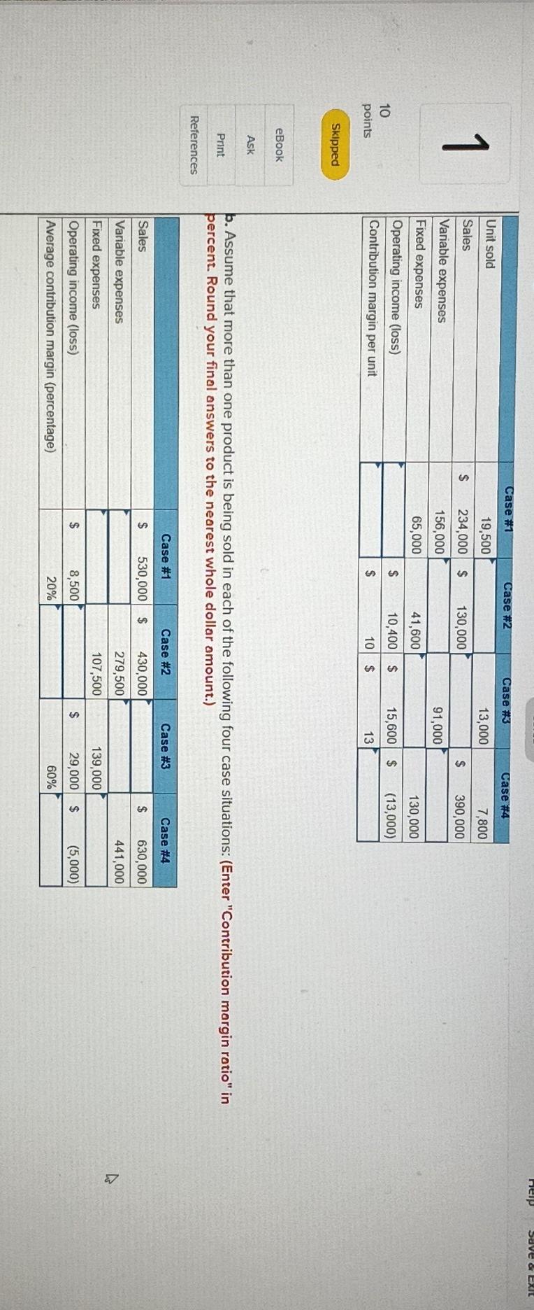 Solved Exercise Missing Data Basic Cost Volume Profit Chegg