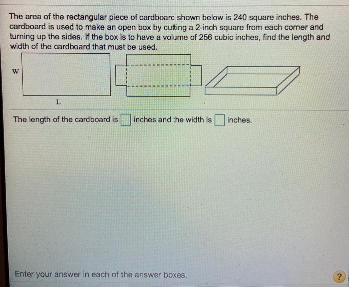 Solved The Area Of The Rectangular Piece Of Cardboard Shown Chegg