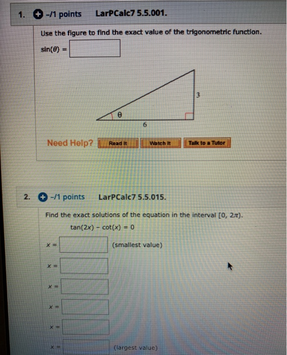 Solved Use The Figure To Find The Exact Value Of The Chegg