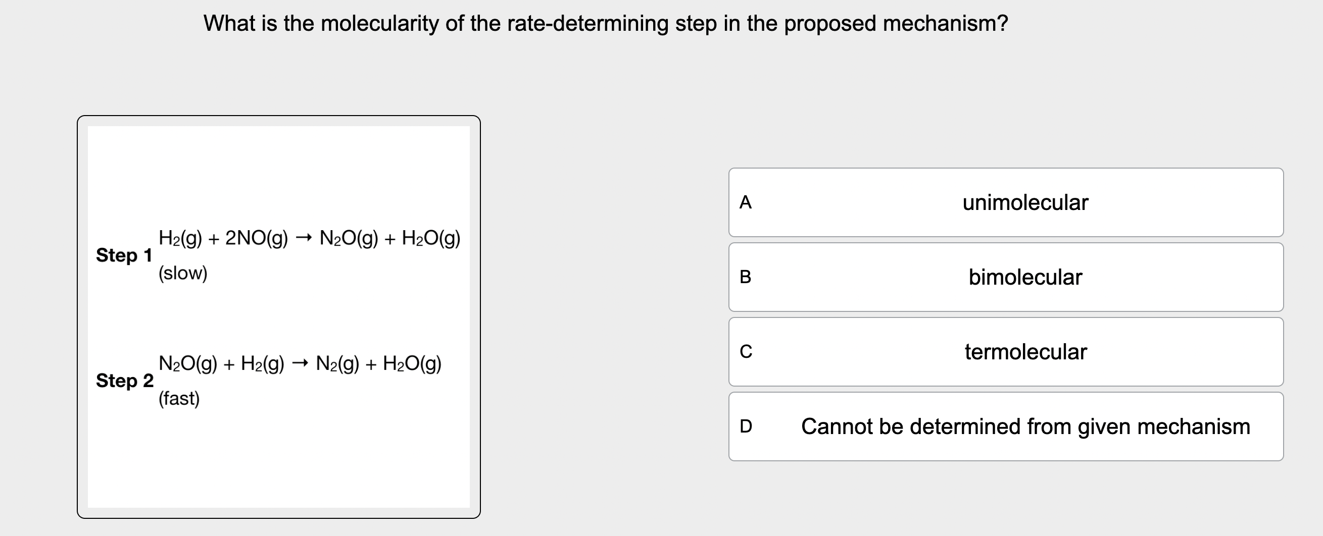 Solved What Is The Molecularity Of The Rate Determining Step Chegg