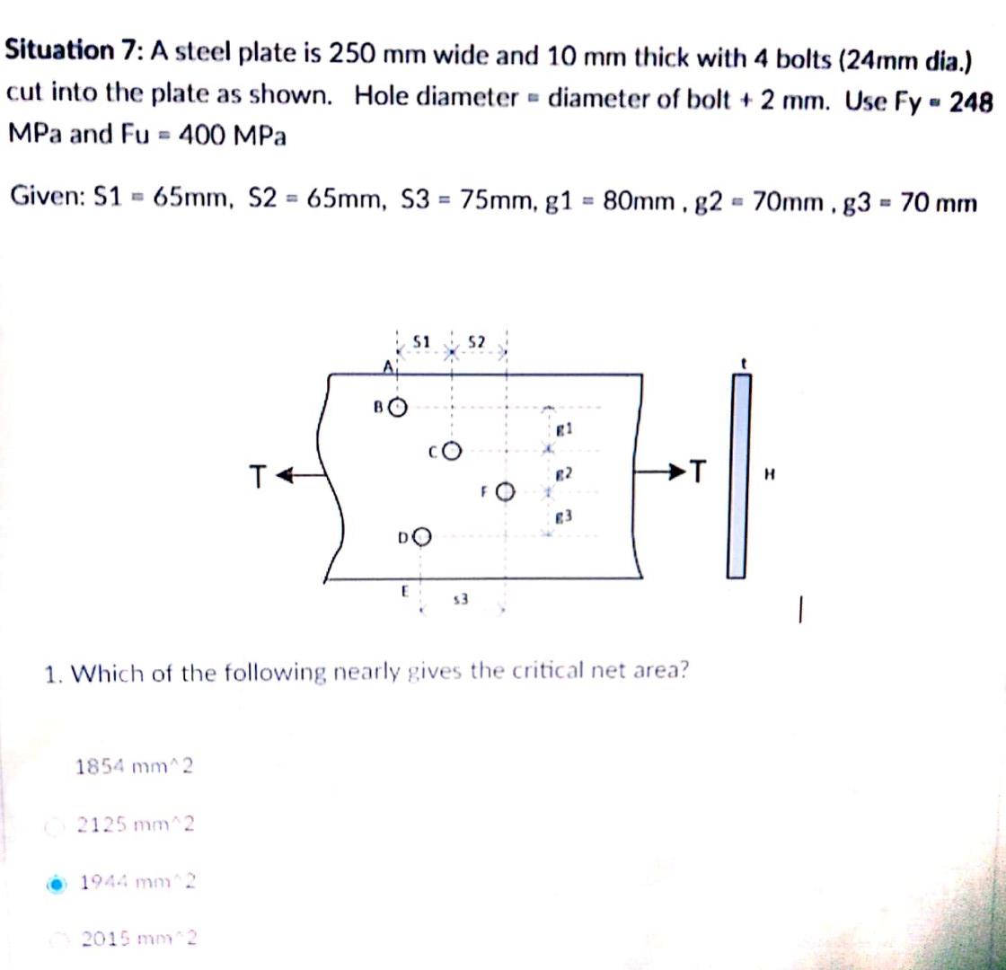 Solved Situation A Steel Plate Is Mm Wide And Mm Chegg