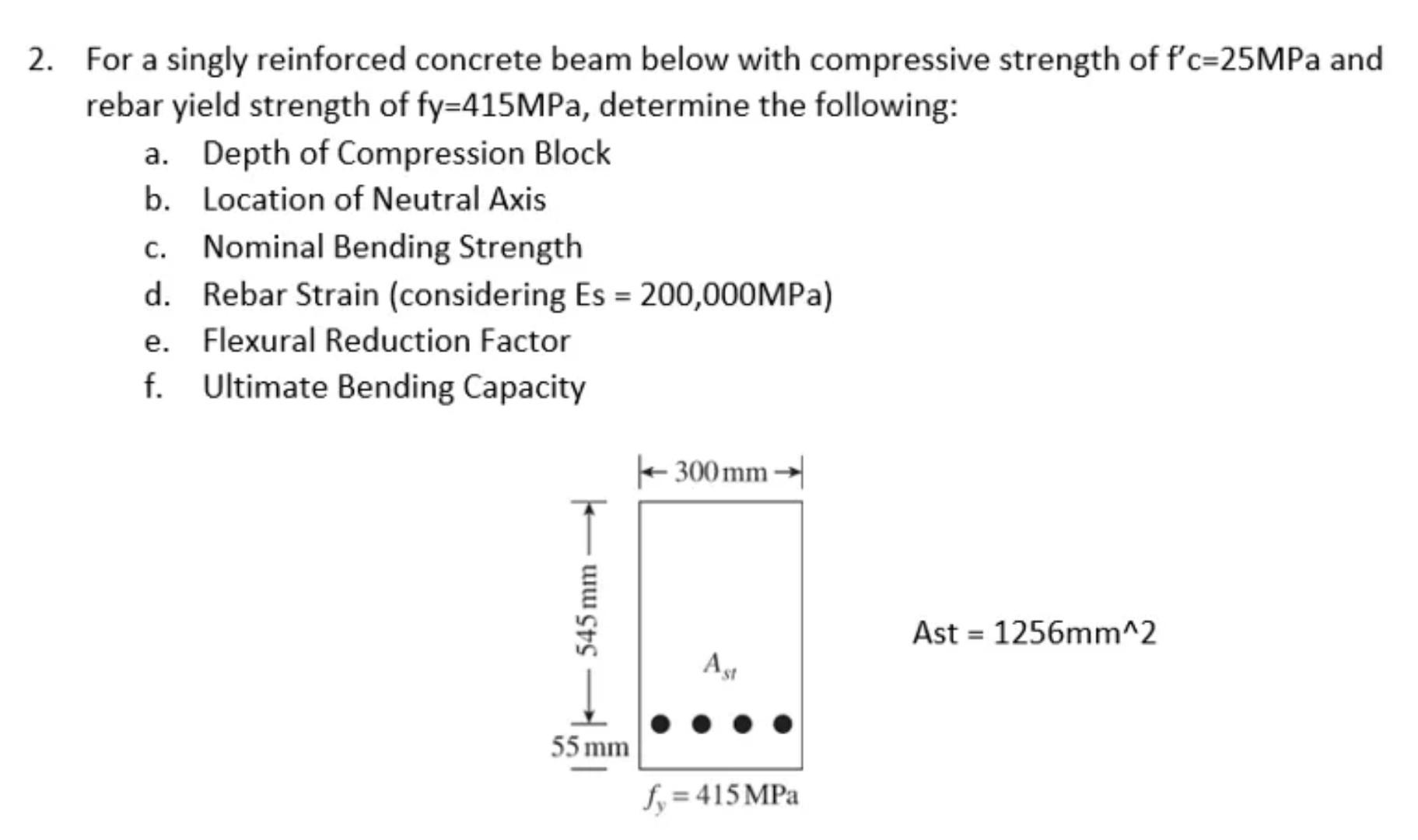 Solved For A Singly Reinforced Concrete Beam Below With Chegg