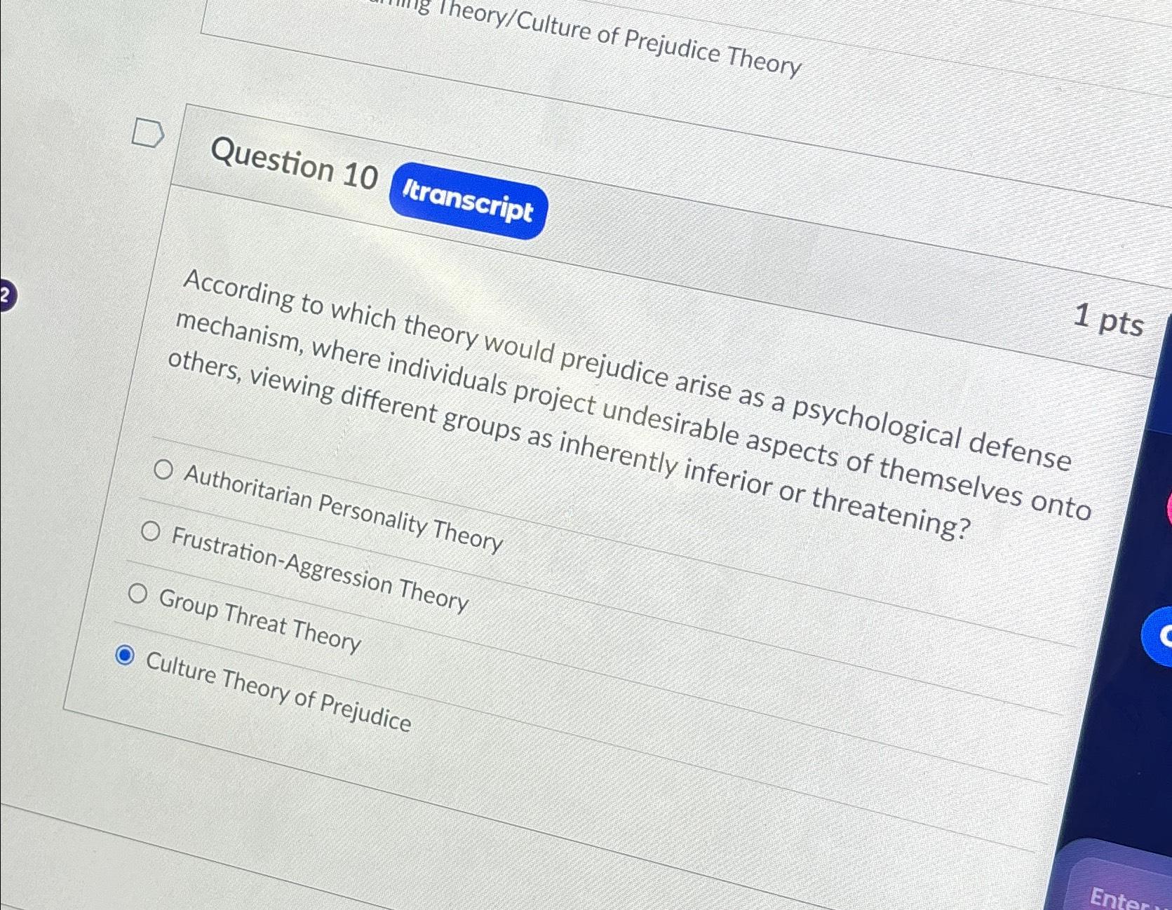 Solved Question Transeript Ptsaccording To Which Theory Chegg