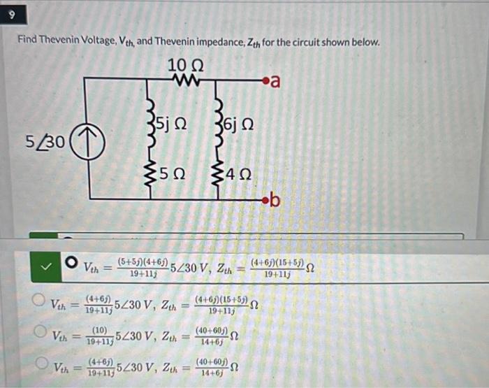 Solved Find Thevenin Voltage Vth And Thevenin Impedance Chegg