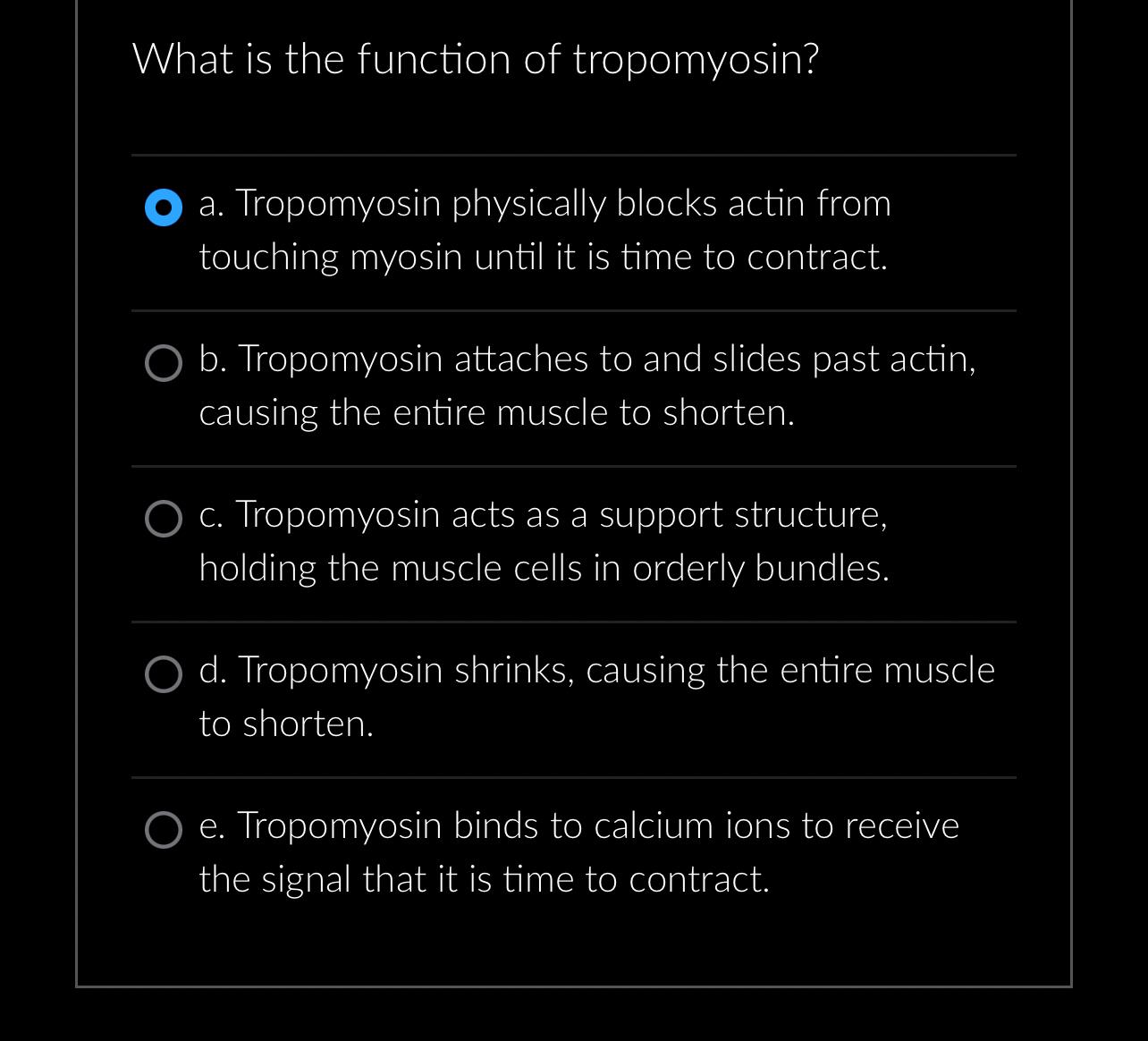 Solved What Is The Function Of Tropomyosin A Tropomyosin Chegg