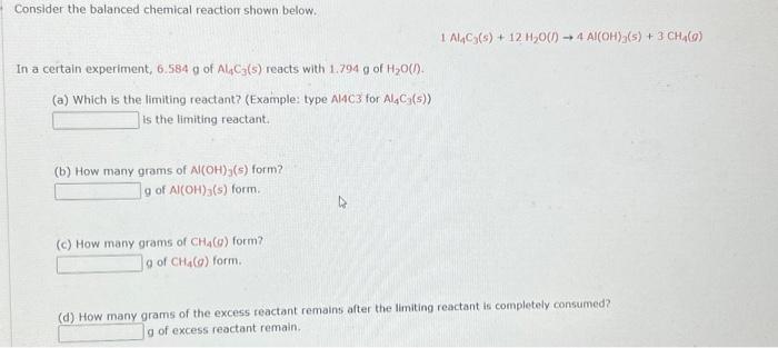 Solved Consider The Balanced Chemical Reaction Shown Below Chegg