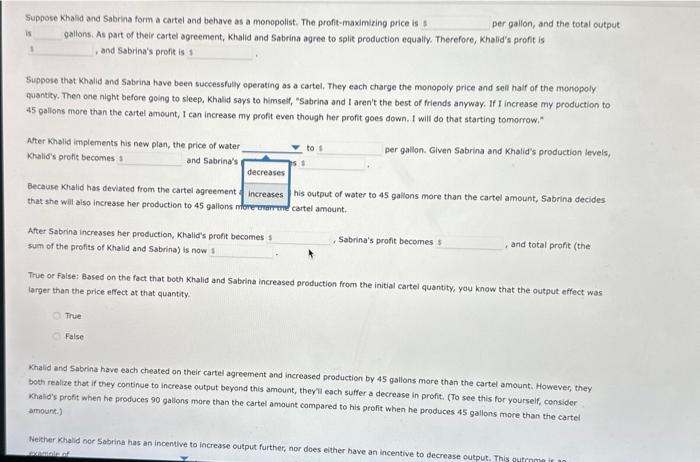 Solved Breakdown Of A Cartel Agreement Consider A Town In Chegg