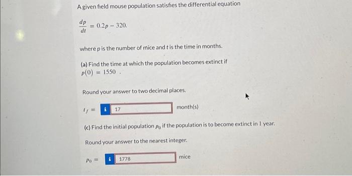 Solved A Given Field Mouse Population Satisfies The Chegg