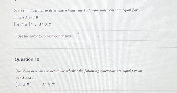 Solved Use Venn Diagrams To Determine Whether The Following Chegg