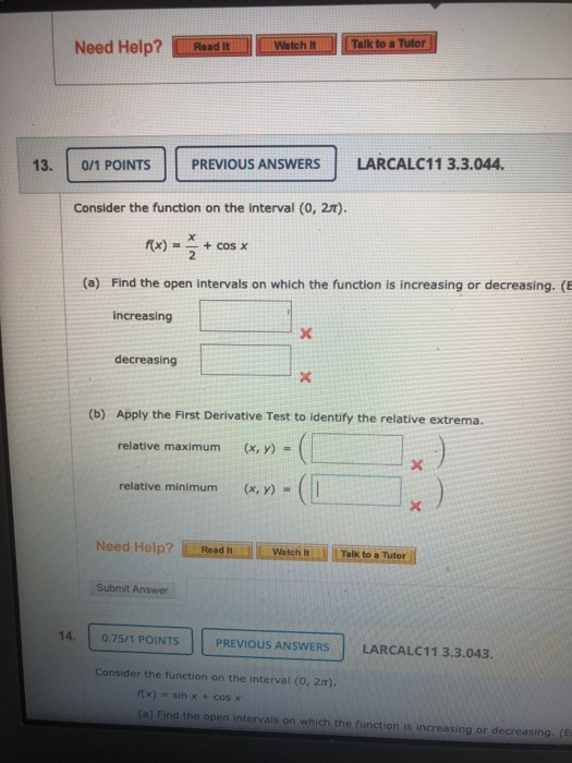 Solved Need Help Read It Watch It Talk To A Tutor Chegg