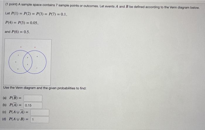 Solved 1 Point A Sample Space Contains 7 Sample Points Or Chegg