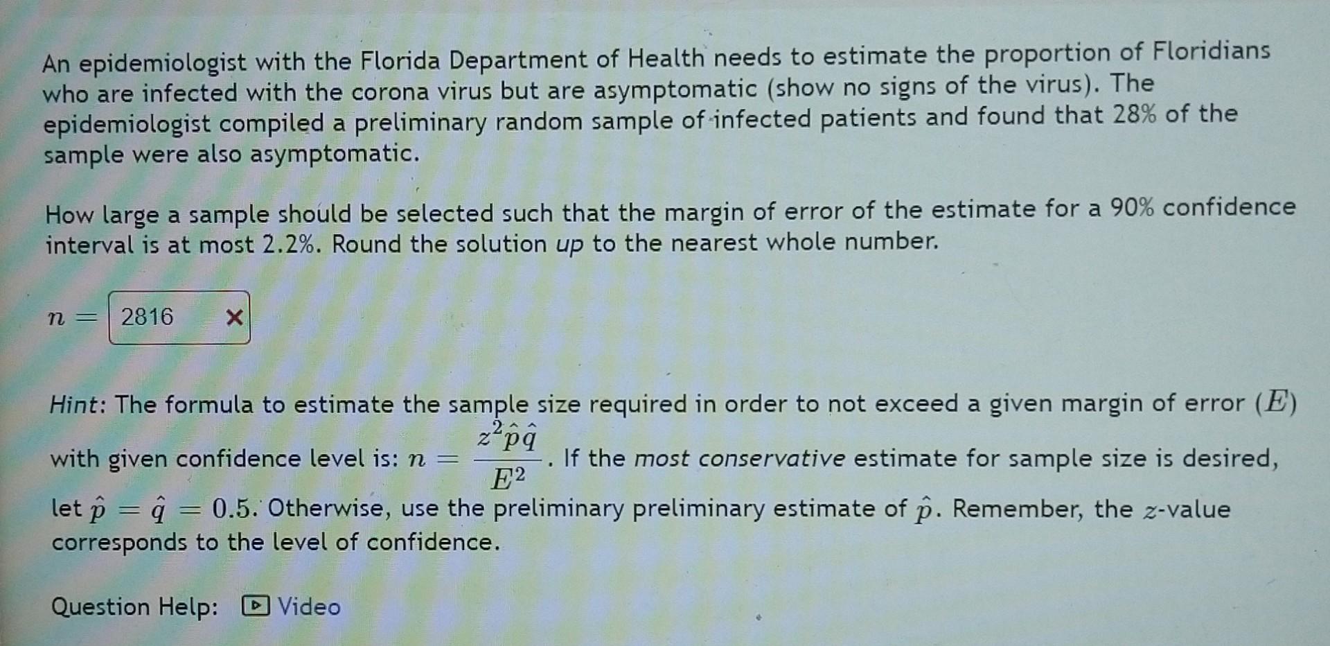 Solved An Epidemiologist With The Florida Department Of Chegg