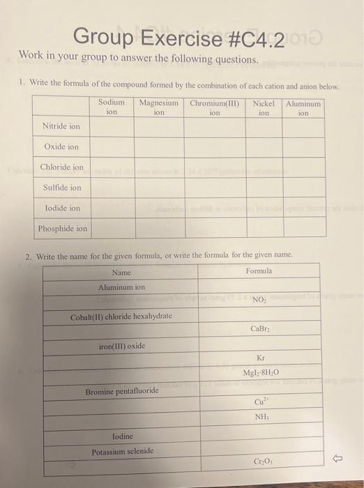 Solved Group Exercise C4 2 Work In Your Group To Answer Chegg