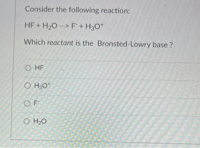 Solved Consider The Following Reaction Mathrm Hf