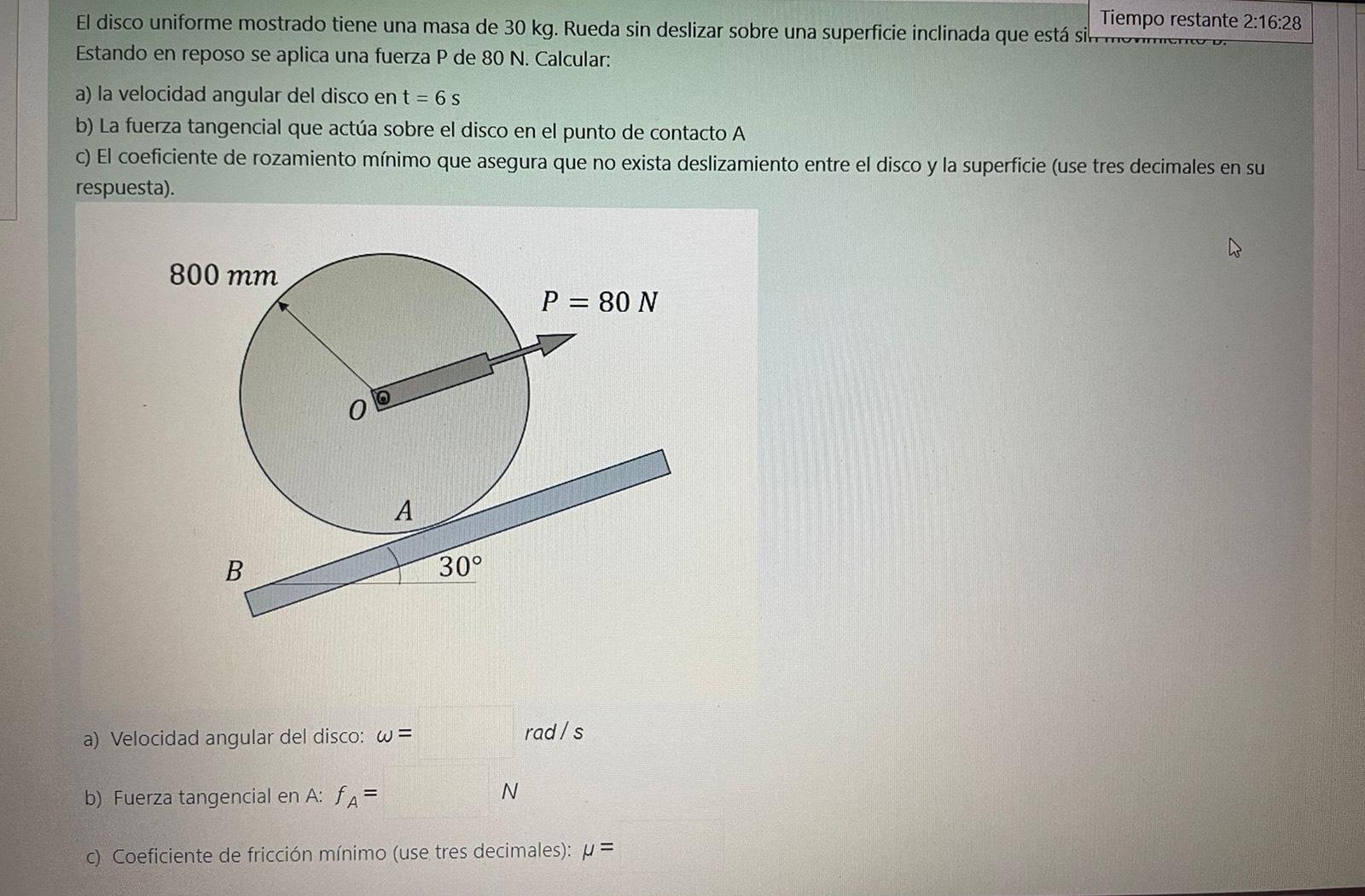 Solved Estando En Reposo Se Aplica Una Fuerza P De N Chegg