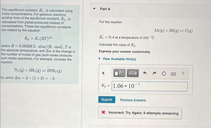 Solved X Incorrect Try Again 9 Attempts Remaining Chegg