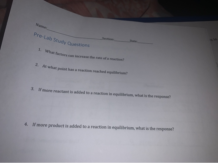 Solved Name Pre Lab Study Questions Section 1 What Chegg