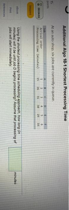 Solved Additional Algo Shortest Processing Time At An Chegg