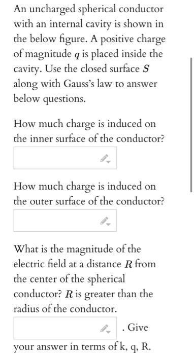 Solved An Uncharged Spherical Conductor With An Internal Chegg