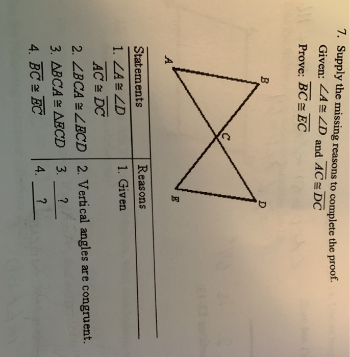 Solved Supply The Missing Reasons To Complete The Proot Chegg