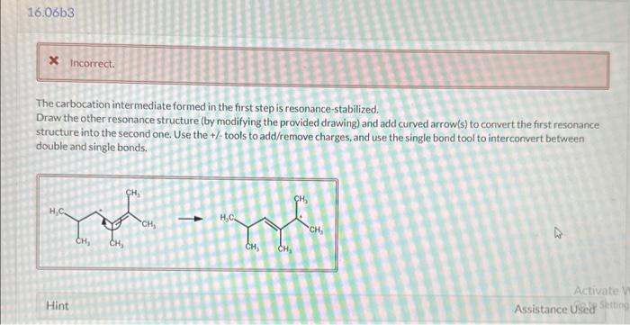 Solved The Carbocation Intermediate Formed In The First Step Chegg