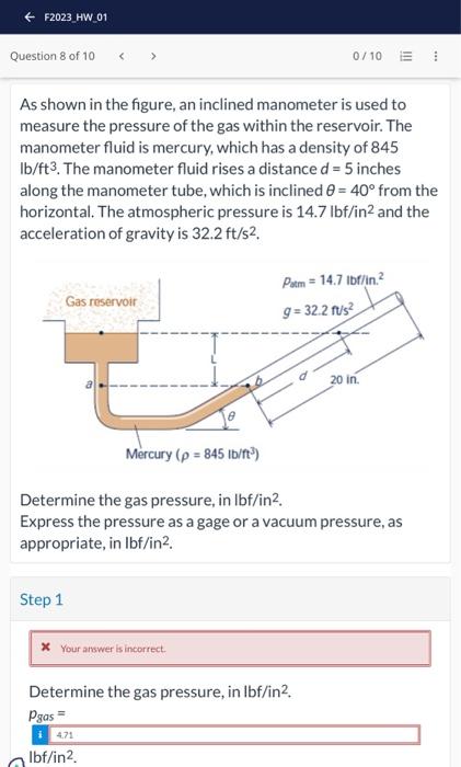 Solved As Shown In The Figure An Inclined Manometer Is Used Chegg