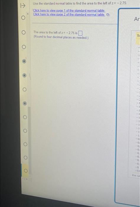 Solved Use The Standard Normal Table To Find The Area To The Chegg