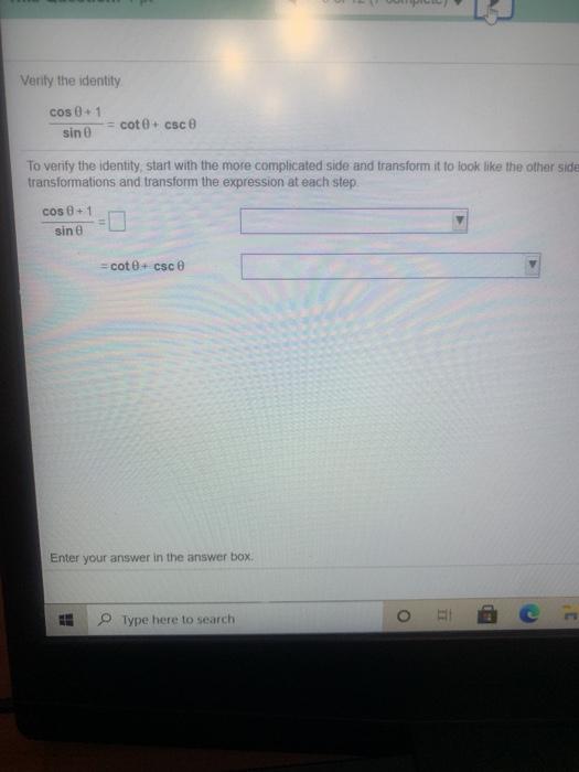 Solved Verify The Identity Cot Csct Sint Csct To Verify Chegg