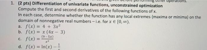 Solved Operations Pts Differentiation Of Univariate Chegg