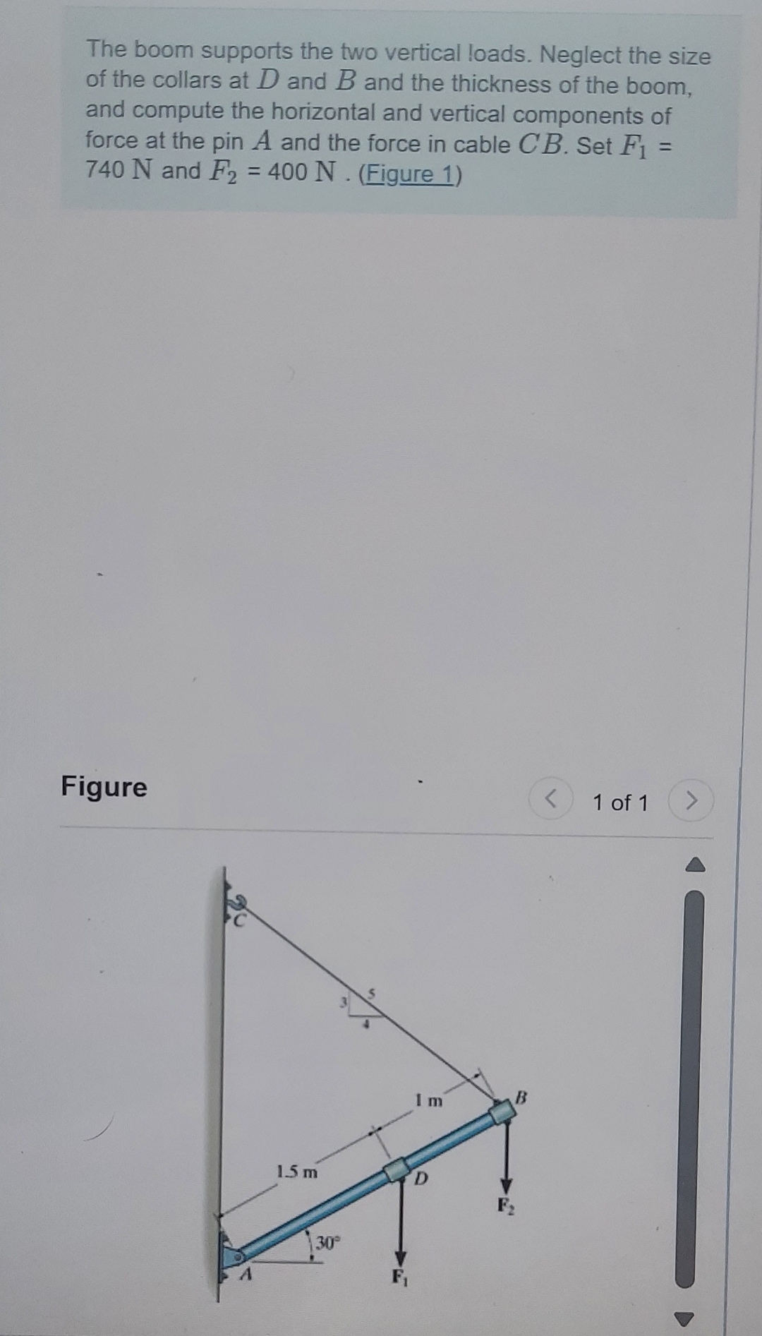 Solved The Boom Supports The Two Vertical Loads Neglect The Chegg