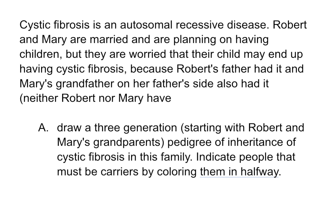 Solved Cystic Fibrosis Is An Autosomal Recessive Disease Chegg