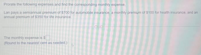 Solved Prorate The Following Expenses And Find The Chegg