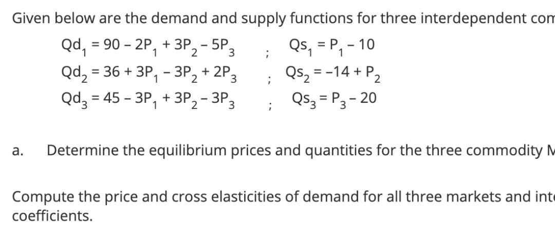 Solved Given Below Are The Demand And Supply Functions For Chegg