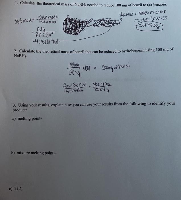 Solved Calculate The Theoretical Mass Of Nabhneeded To Chegg