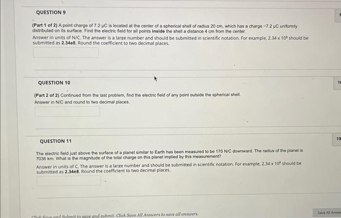 Solved Part 1 Of 2 A Point Charge Of 7 2C Is Located A