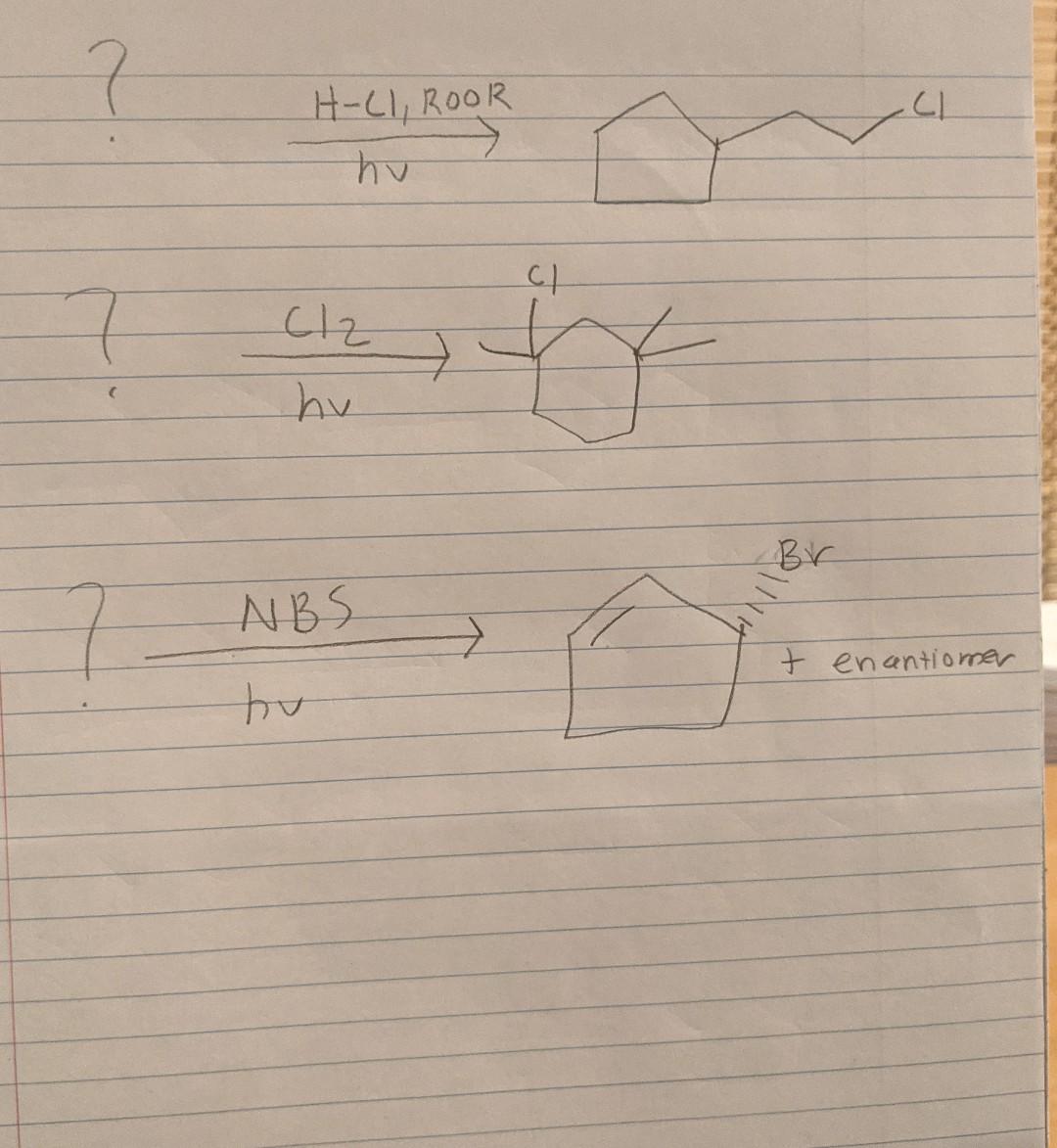 Solved Cl H Ci Roor Hu Ci Cl F Hu Br Nbs Hin T Chegg