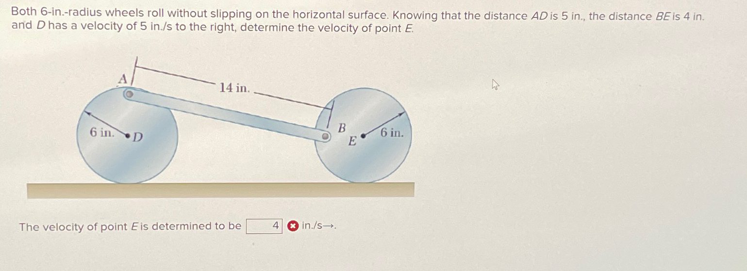 Solved Both 6 In Radius Wheels Roll Without Slipping On The Chegg